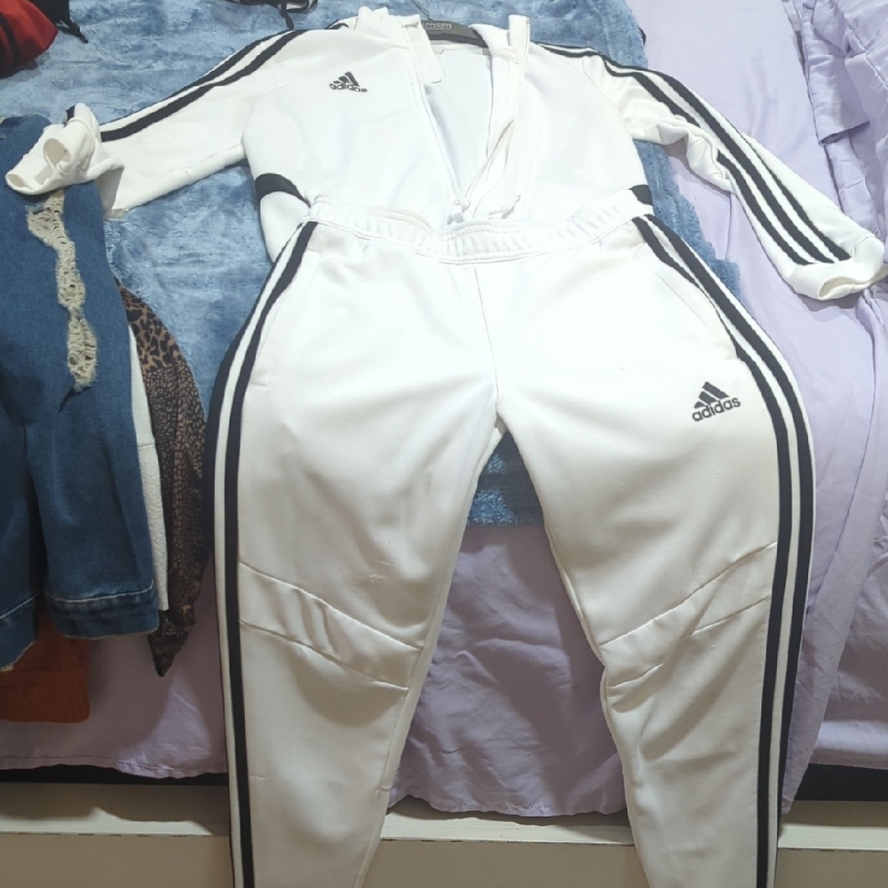 Adidas Women's White and Black Track Pants This Is A Set Sold Together